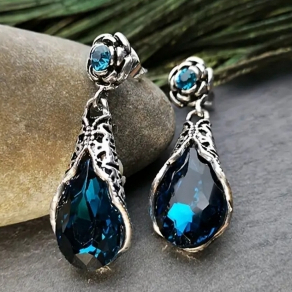 Rose Flower Water Drop Earrings